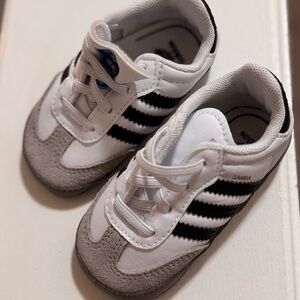 Adidas Kids Samba White and Gray Sneakers - Size 3